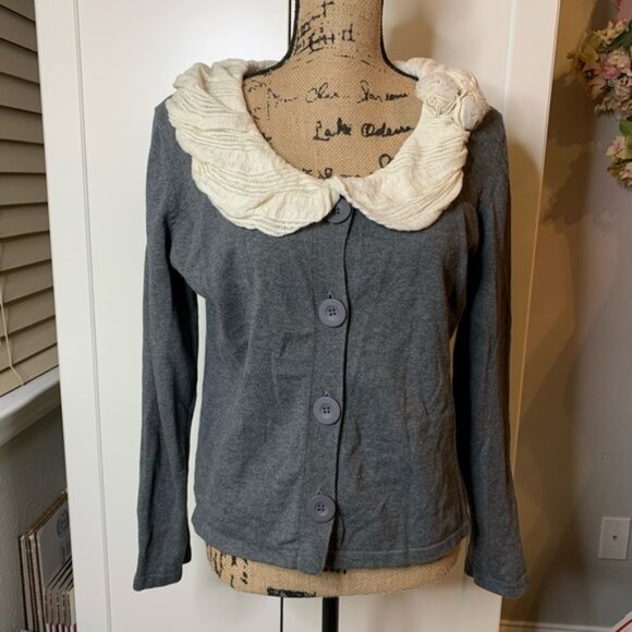 Chadwicks Cardigan Sweater with Fluffy Collar - Picture 1 of 16